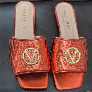 VALENTINO BY MARIO VALENTINO Afrodite Leather Red Sandal Size 7 Worn Once